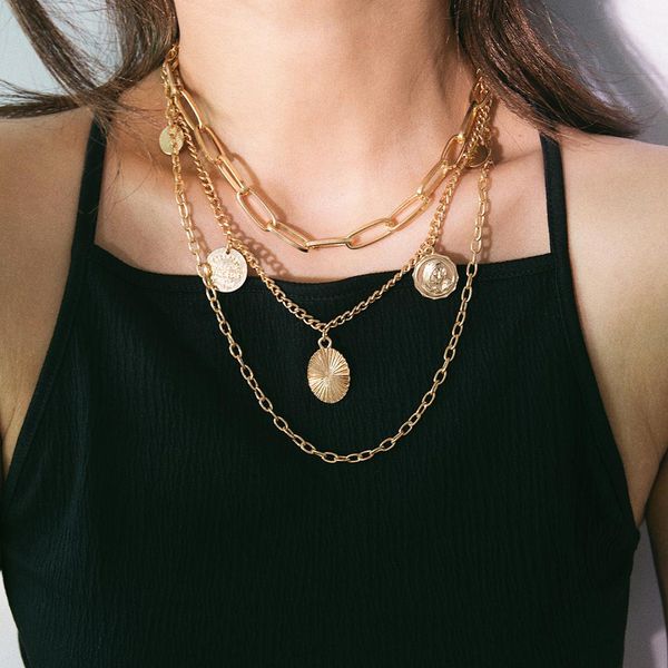boho 3 multi layer long adjustable chain 5 pendant choker necklace fashion coin rune queen jewelry female women gift 2019, Silver
boho 3 multi layer long adjustable chain 5 pendant choker necklace fashion coin rune queen jewelry female women gift 2019, Silver
