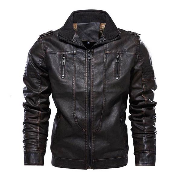 

mcikkny men's pu leather jackets coats fleece lined motorcycle faux leather jackets outwear for male plus size m-4xl windbreak, Black