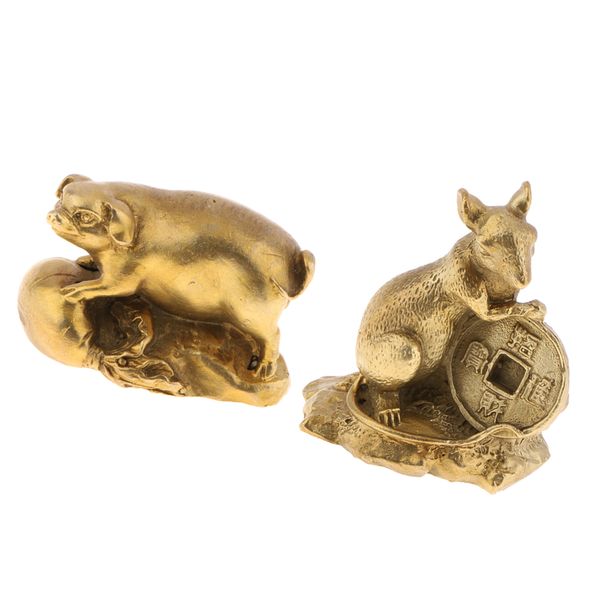 2x twelve zodiac animal figurine brass chinese shengxiao pig rat sculpture new year gift business present
2x twelve zodiac animal figurine brass chinese shengxiao pig rat sculpture new year gift business present