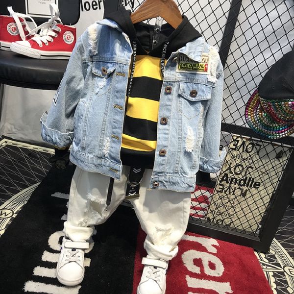 kids clothing sets fashion children cartoon spring and autumn denim jacket + hoodies + jeans 3pcs boys set toddler boys clothing, White
kids clothing sets fashion children cartoon spring and autumn denim jacket + hoodies + jeans 3pcs boys set toddler boys clothing, White