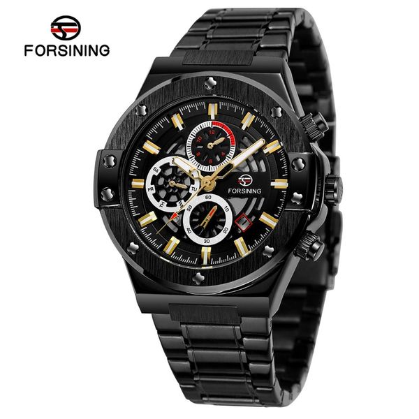 forsining brand men's watch black gold stainless steel sports watch personality dial automatic mechanical, Slivery;brown
forsining brand men's watch black gold stainless steel sports watch personality dial automatic mechanical, Slivery;brown