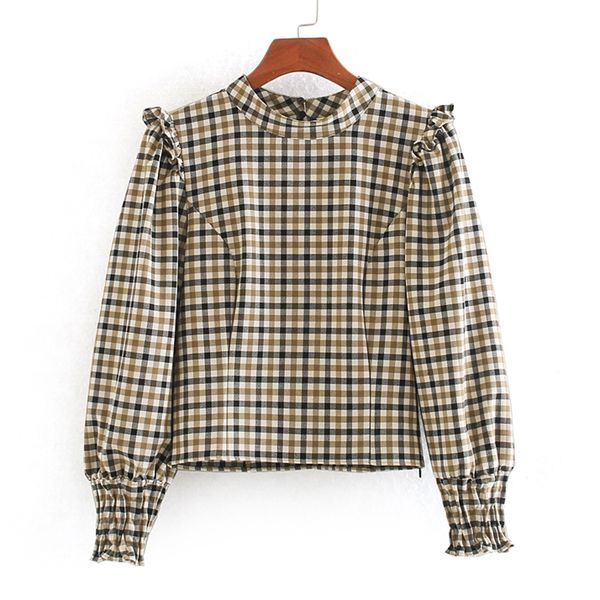 stylish chic ruffles plaid short blouses women fashion o-neck elegant ladies long sleeve shirts blusas, White
stylish chic ruffles plaid short blouses women fashion o-neck elegant ladies long sleeve shirts blusas, White