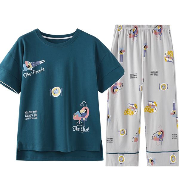 summer pyjamas women 100%cotton cartoon pajama sets short +long pants pajamas round neck casual big size -xxl pijama mujer, Blue;gray
summer pyjamas women 100%cotton cartoon pajama sets short +long pants pajamas round neck casual big size -xxl pijama mujer, Blue;gray