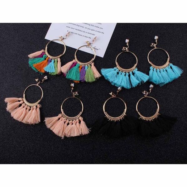 bohemian long tassel clip on earrings for women ethnic sector no ear hole earrings fashion jewelry, Silver
bohemian long tassel clip on earrings for women ethnic sector no ear hole earrings fashion jewelry, Silver