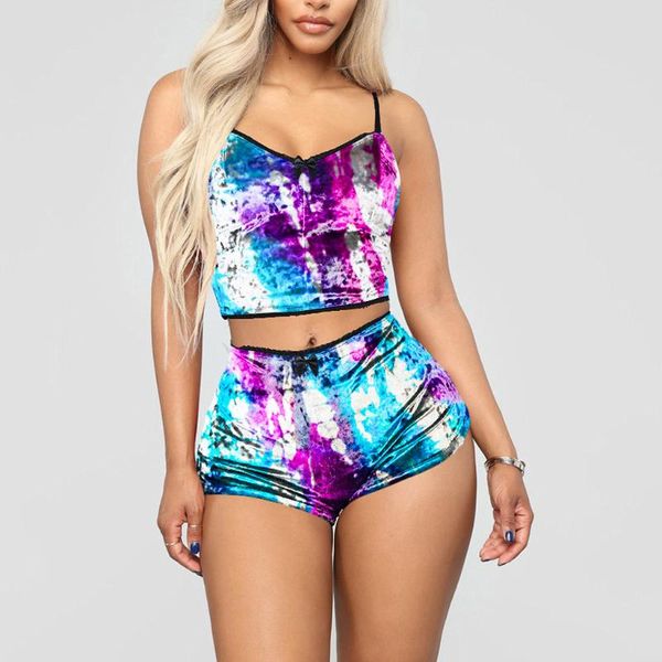 women fashion pajamas for women tie-dye print summer sleepwear pyjamas set tank shorts nightwear droship, Blue;gray
women fashion pajamas for women tie-dye print summer sleepwear pyjamas set tank shorts nightwear droship, Blue;gray