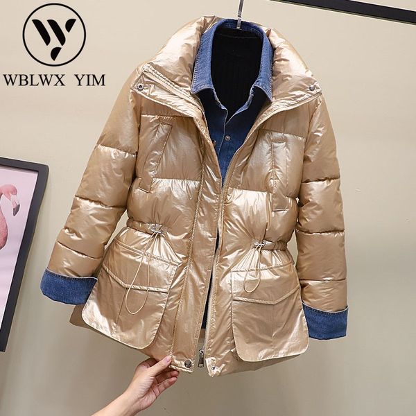 thick warm cotton padded coat waterproof winter jacket women glossy down cotton jackets female fashion denim splice parkas coats, Black
thick warm cotton padded coat waterproof winter jacket women glossy down cotton jackets female fashion denim splice parkas coats, Black