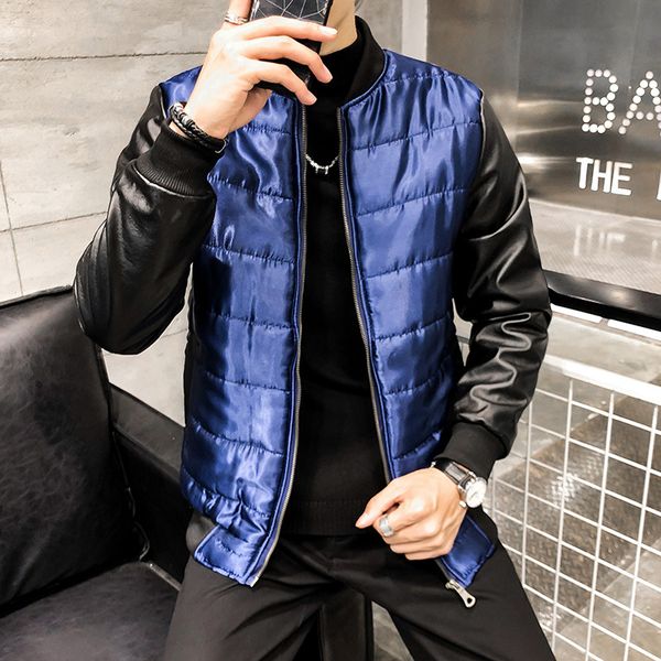 men slim fit cotton padded thick winter warm glossy light outerwear jacket casual overcoat quilted splice sleeve clothing coats, Black
men slim fit cotton padded thick winter warm glossy light outerwear jacket casual overcoat quilted splice sleeve clothing coats, Black
