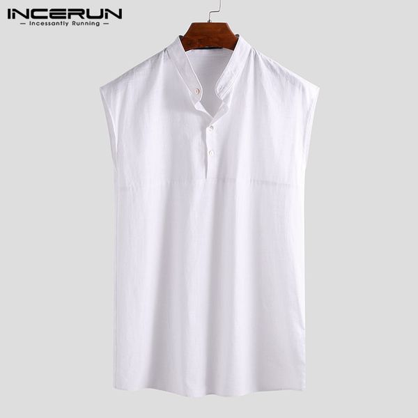 incerun cotton vintage sleeveless men shirt stand collar button loose retro solid color men casual shirts camisa 2019 s-5xl, White;black
incerun cotton vintage sleeveless men shirt stand collar button loose retro solid color men casual shirts camisa 2019 s-5xl, White;black