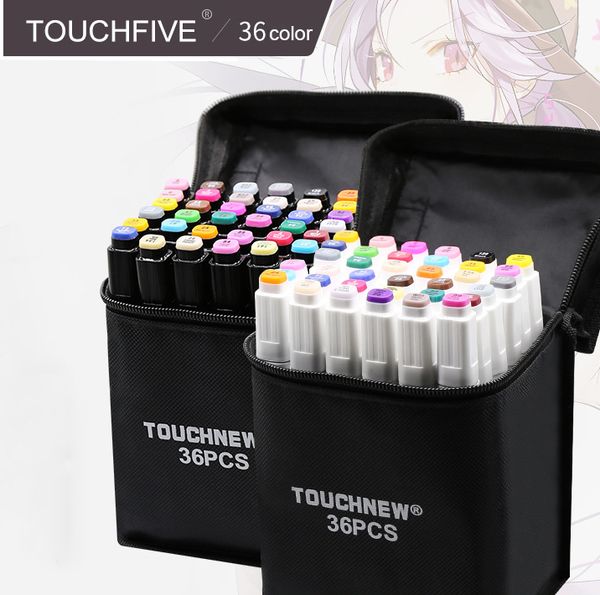 2018 Touchfive 36 Color Dual Head Art Markers Set Artist Sketch Oily Alcohol Based Markers For Animation Manga Luxury Pen School Supplies