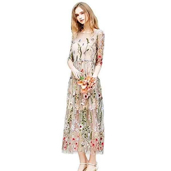 casual dresses caracilia women spliced half sleeve floral embroidered tulle prom maxi dress, Black;gray
casual dresses caracilia women spliced half sleeve floral embroidered tulle prom maxi dress, Black;gray