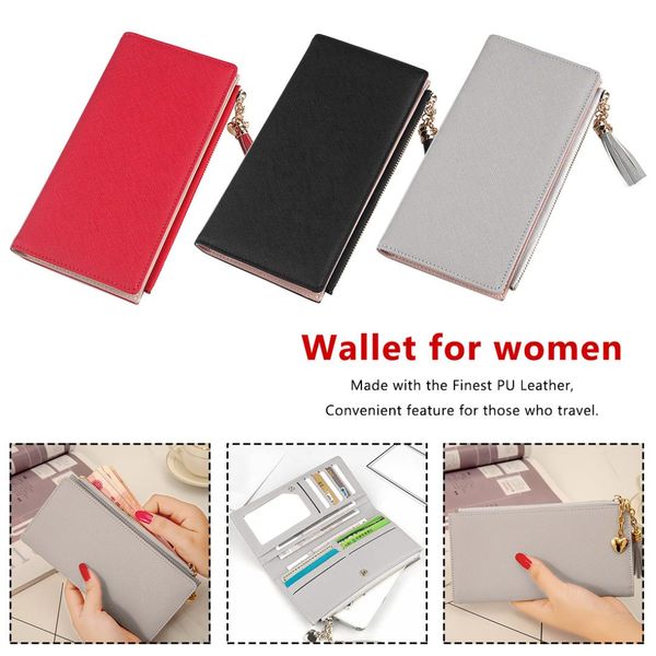 money bag handbag women leather long wallet tassel wallets zipper card hone holder coin purse clutch, Red;black
money bag handbag women leather long wallet tassel wallets zipper card hone holder coin purse clutch, Red;black