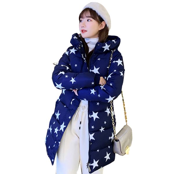 women jacket winter hooded warm thicken cotton padded medium long coat winter casual print female parka outwear, Black
women jacket winter hooded warm thicken cotton padded medium long coat winter casual print female parka outwear, Black