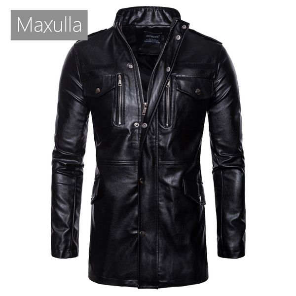 maxulla new men's leather jackets casual mens long motorcycle leather coats man slim outerwear biker jackets clothing, Black 
maxulla new men's leather jackets casual mens long motorcycle leather coats man slim outerwear biker jackets clothing, Black