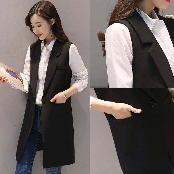 women's vest waistcoat for women office long vests coat female casual sleeveless spring jacket plus size colete feminino yq168, Black;white
women's vest waistcoat for women office long vests coat female casual sleeveless spring jacket plus size colete feminino yq168, Black;white