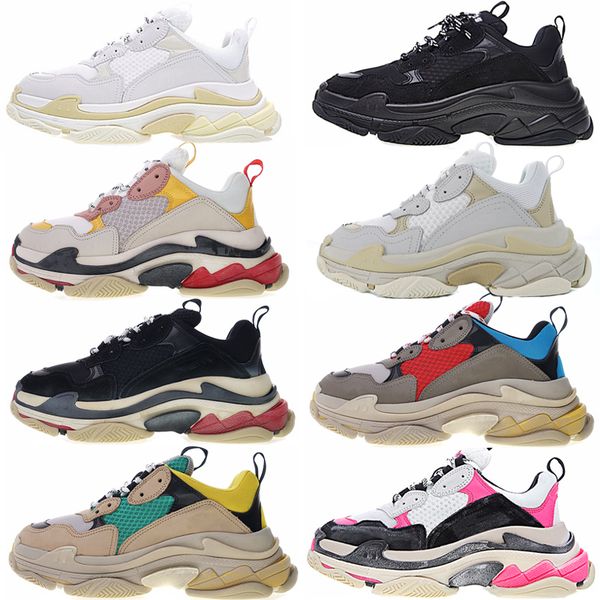 Triple S Sneakers 2019 Fashion Paris 17FW Triple-S Sneaker Beige White Black Pink Triple S Casual Dad Shoes For Men's Women Designer Shoes