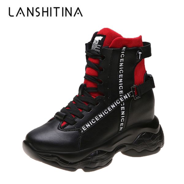 women ankle boots 2019 autumn high sneakers 8.5cm wedge heels platform boots lace-up waterproof thick sole shoes winter boot, Black
women ankle boots 2019 autumn high sneakers 8.5cm wedge heels platform boots lace-up waterproof thick sole shoes winter boot, Black