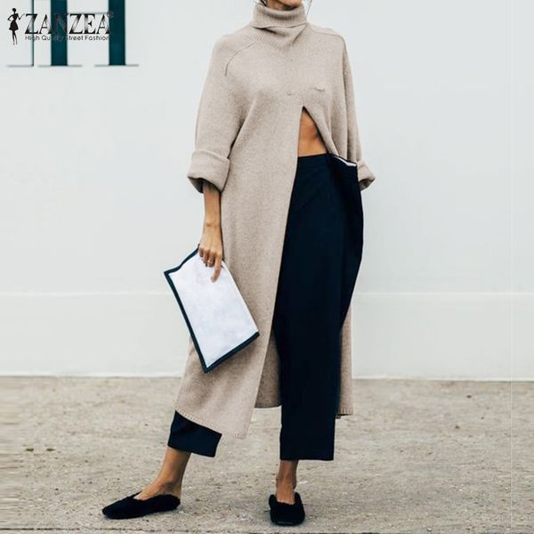 fashion long knitwear zanzea women high split jumper autumn solid turtleneck blouse spring long sleeve shirt pull femme blusas, White
fashion long knitwear zanzea women high split jumper autumn solid turtleneck blouse spring long sleeve shirt pull femme blusas, White