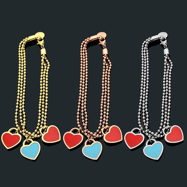 2020 designer t letter red blue oil three peach heart round bead bracelet women's three layer round bead chain bracelet, Black
2020 designer t letter red blue oil three peach heart round bead bracelet women's three layer round bead chain bracelet, Black