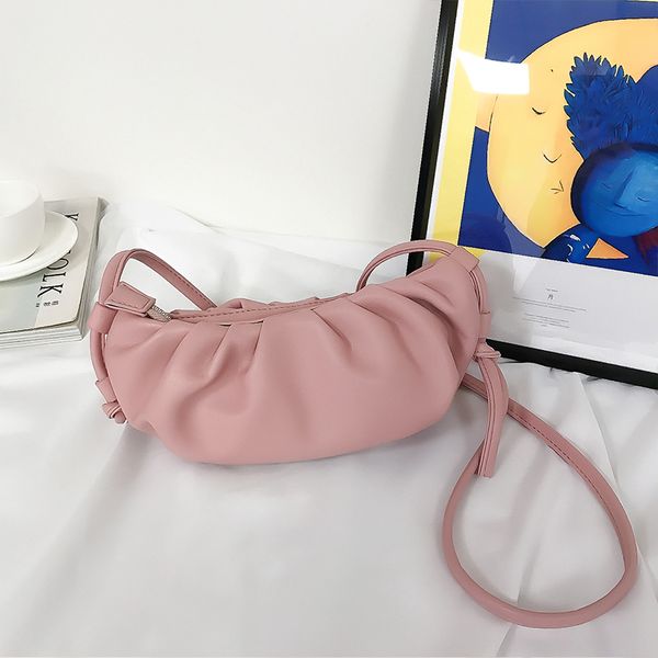 2020 soft leather female day clutches bags summer casual fashion dumpling messenger handbag and purse