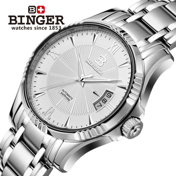 swiss men's binger watch waterproof watch men's automatic mechanical movement b5011-3, Slivery;brown
swiss men's binger watch waterproof watch men's automatic mechanical movement b5011-3, Slivery;brown
