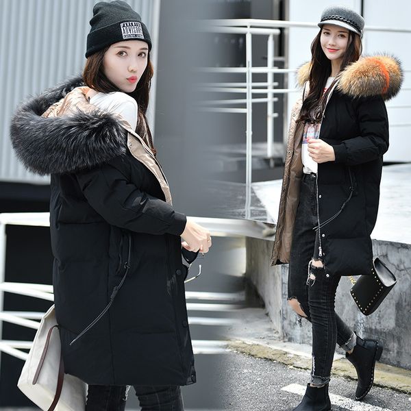 mid-length down jacket women's 2019 new style fashion slim fit thick warm korean-style luxury genuine fur collar winter coat, Black;white
mid-length down jacket women's 2019 new style fashion slim fit thick warm korean-style luxury genuine fur collar winter coat, Black;white