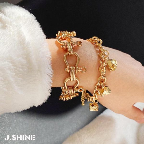 j.shine 2pcs/set punk hip hop curb cuban thick bracelets charm chunky heavy metal skull pendant bead bracelets for women jewelry, Golden;silver
j.shine 2pcs/set punk hip hop curb cuban thick bracelets charm chunky heavy metal skull pendant bead bracelets for women jewelry, Golden;silver