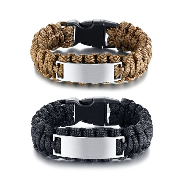 new simple parachute rope stainless steel black / brown curved woven outdoor sports bracelet men can lettering jewelry gifts
new simple parachute rope stainless steel black / brown curved woven outdoor sports bracelet men can lettering jewelry gifts