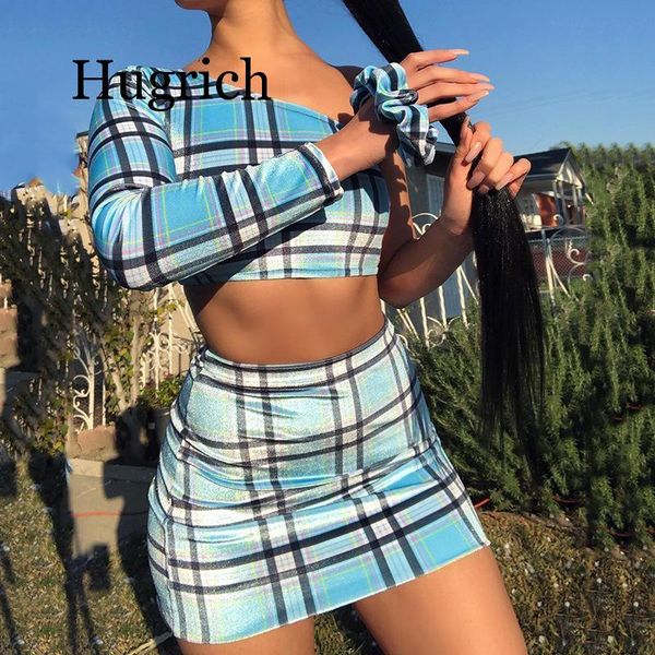 2020 plaid print two piece set one shoulder long sleeve crop skirt matching sets club outfits spring, White
2020 plaid print two piece set one shoulder long sleeve crop skirt matching sets club outfits spring, White