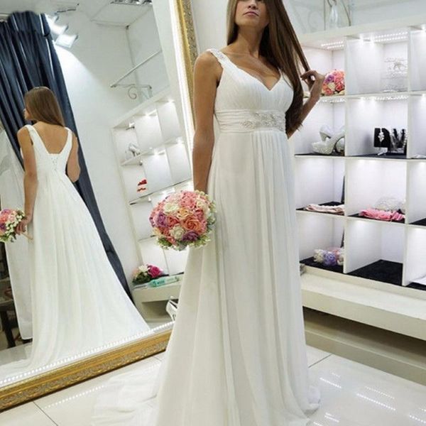 beach wedding dress boho v neck open back bridal dresses 2020 chiffon princess lace chiffon wedding gown, White
beach wedding dress boho v neck open back bridal dresses 2020 chiffon princess lace chiffon wedding gown, White