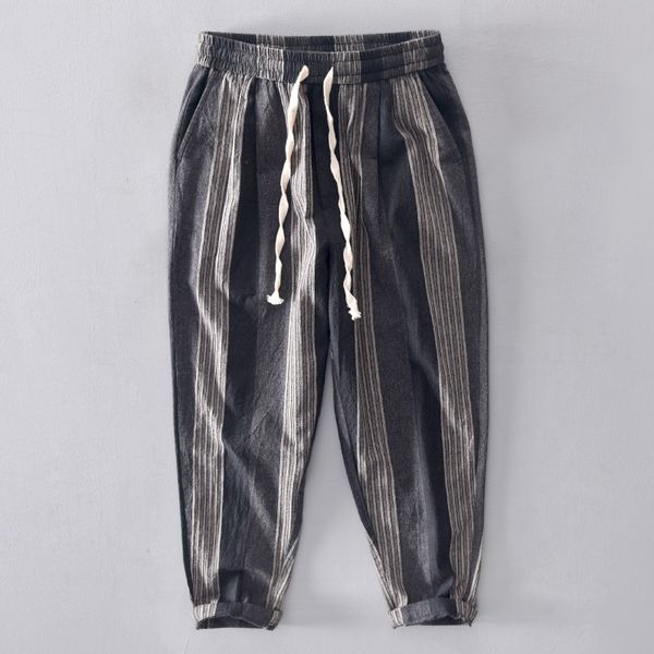 men's straight cotton linen full pants striped trousers casual slim leg pencil pants men elastic waist male fashion pt-389, Black
men's straight cotton linen full pants striped trousers casual slim leg pencil pants men elastic waist male fashion pt-389, Black