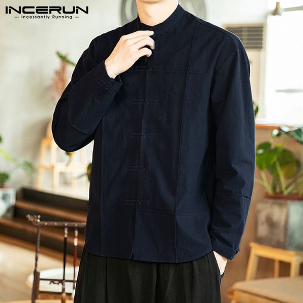 incerun solid color vintage men shirt stand collar cotton button up streetwear camisa casual long sleeve chinese style shirt men, White;black
incerun solid color vintage men shirt stand collar cotton button up streetwear camisa casual long sleeve chinese style shirt men, White;black