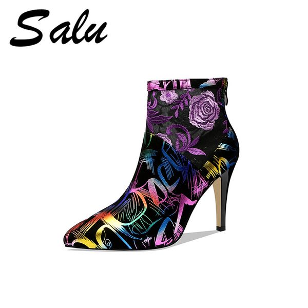salu 2020 boots women mesh silk thin high heels party wedding shoes woman pointed toe zipper basic ankle boots, Black
salu 2020 boots women mesh silk thin high heels party wedding shoes woman pointed toe zipper basic ankle boots, Black