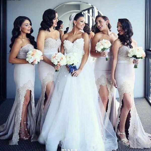 2019 Mermaid Bridesmaid Dresses Sweetheart Beaded Lace Appliques High Split Front Cheap Elegant Maid of the Honor Gowns Prom Dress
2019 Mermaid Bridesmaid Dresses Sweetheart Beaded Lace Appliques High Split Front Cheap Elegant Maid of the Honor Gowns Prom Dress