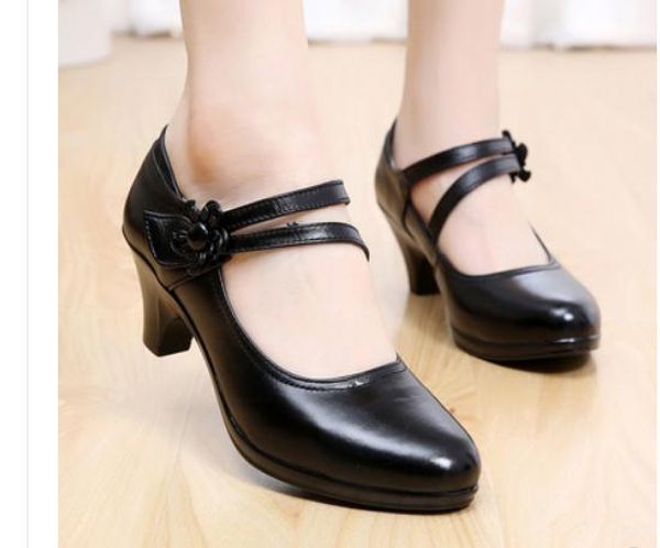 women's shoes in spring and autumn high coarse heel round head@8130, Black
women's shoes in spring and autumn high coarse heel round head@8130, Black