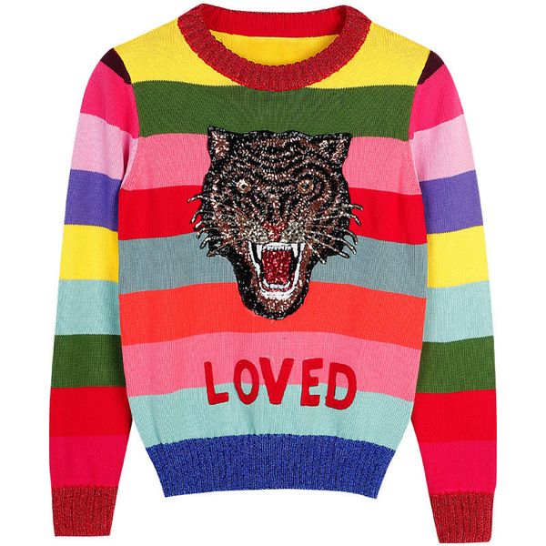 2019 luxury designer tiger sequin women color striped sweaters pullovers runway brand lady winter knitted sweater jumper clothes, White;black
2019 luxury designer tiger sequin women color striped sweaters pullovers runway brand lady winter knitted sweater jumper clothes, White;black
