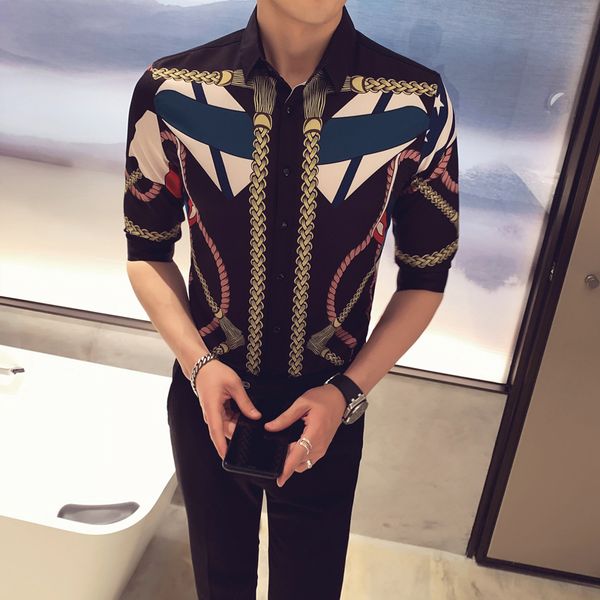 men's casual shirts 2021 summer slim fit streetwear social dress camisa masculina night club bar blusa homme fashion print shirt men, White;black
men's casual shirts 2021 summer slim fit streetwear social dress camisa masculina night club bar blusa homme fashion print shirt men, White;black