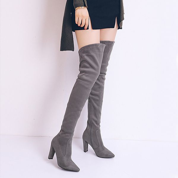 vogue high heel over the knee boots pointed toe stretch suede leather long women boots short plush women winter swe0220, Black
vogue high heel over the knee boots pointed toe stretch suede leather long women boots short plush women winter swe0220, Black