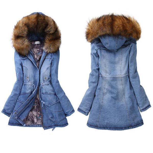 women fur collar hooded long warm winter jacket popular style jean denim coats, Tan;black
women fur collar hooded long warm winter jacket popular style jean denim coats, Tan;black