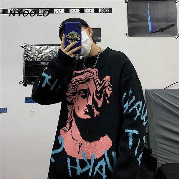 nyoolo harajuku street steam wave statue letters jacquard thicken warm sweaters autumn winter pullover knitted sweater women men, White;black
nyoolo harajuku street steam wave statue letters jacquard thicken warm sweaters autumn winter pullover knitted sweater women men, White;black