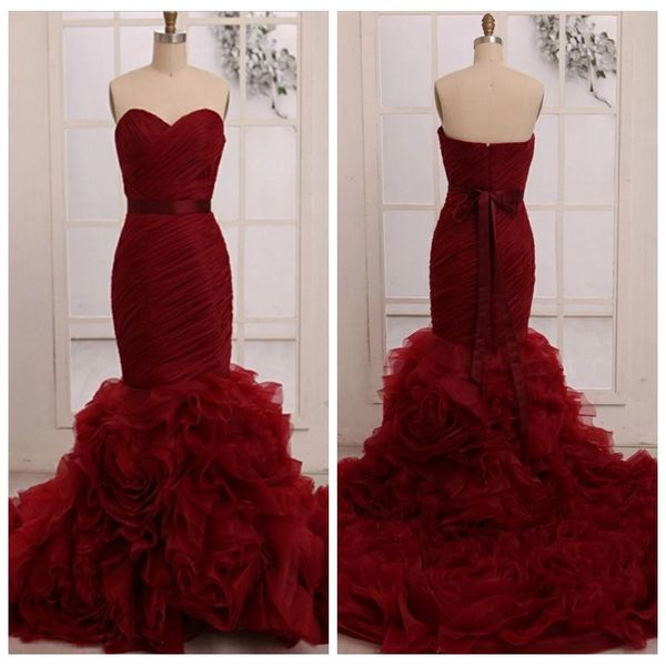 beautiful organza sweetheart burgundy mermaid wedding gowns tiered skirt mermaid style wedding dress with sash hills wedding dresses, White
beautiful organza sweetheart burgundy mermaid wedding gowns tiered skirt mermaid style wedding dress with sash hills wedding dresses, White