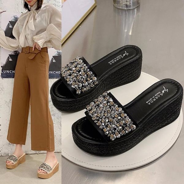 crystal platform sandals women wedge high heels shoes new arrival non-slip flip flops woman shoes zapatos de mujer woman, Black
crystal platform sandals women wedge high heels shoes new arrival non-slip flip flops woman shoes zapatos de mujer woman, Black