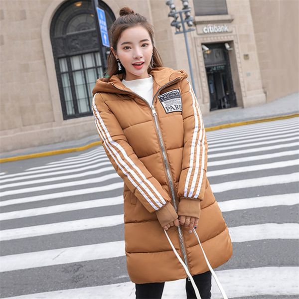 

2019 new parkas women medium long slim down cotton jacket fashion thickening warm female cotton coat large size outerweart194, Tan;black