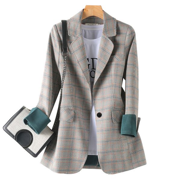plaid jacket suit coat with pocket office lady casual blazer women business formal wear single button coat y91, White;black
plaid jacket suit coat with pocket office lady casual blazer women business formal wear single button coat y91, White;black