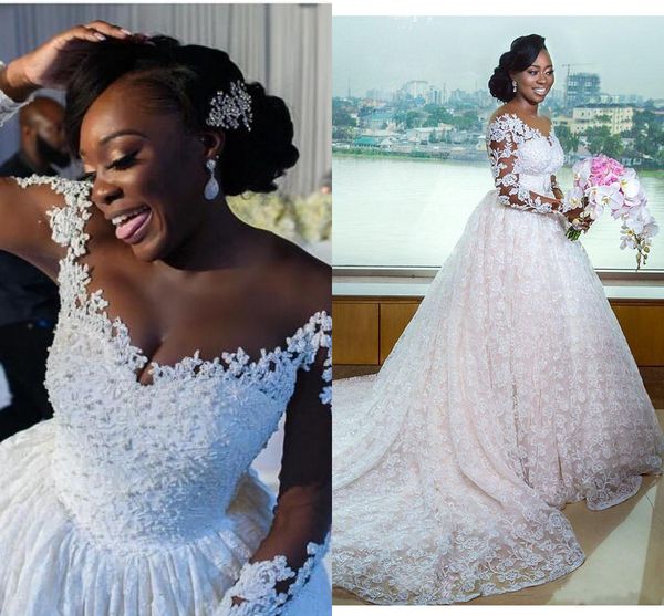 fantastic lace ball gown wedding dresses plus size 2020 applique long sleeves see though back jewel south african wedding dress robes de, White
fantastic lace ball gown wedding dresses plus size 2020 applique long sleeves see though back jewel south african wedding dress robes de, White
