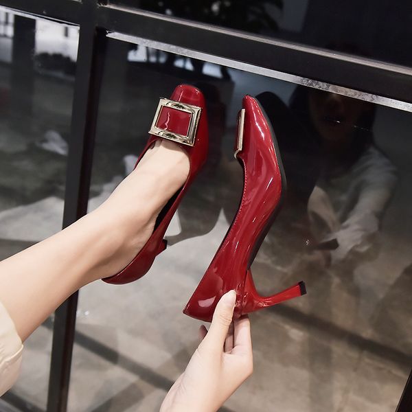 women leather fashion women pumps prom high heeled shoes square buckle woman female pumps oxford shoes 2020 new spring red, Black
women leather fashion women pumps prom high heeled shoes square buckle woman female pumps oxford shoes 2020 new spring red, Black