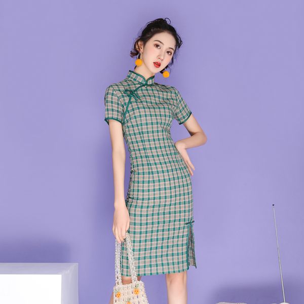 chinese dress vintage plaid women dress oriental fashion cheongsam modern qipao slim female elegant casual party vestidos, Black;gray
chinese dress vintage plaid women dress oriental fashion cheongsam modern qipao slim female elegant casual party vestidos, Black;gray