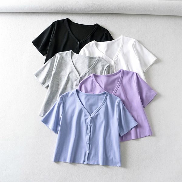 women's short sleeve new v neck short sleeve loose edge design short crop navel cardigan women streetwear tee, White
women's short sleeve new v neck short sleeve loose edge design short crop navel cardigan women streetwear tee, White