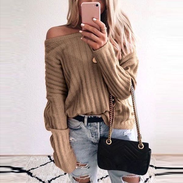 autumn winter turtleneck off shoulder knitted sweater women fashion skew solid color long sleeve sweater chic soft jumper top, White;black
autumn winter turtleneck off shoulder knitted sweater women fashion skew solid color long sleeve sweater chic soft jumper top, White;black