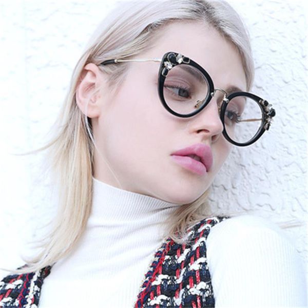 new rhinestone glasses frame designer women cat eye women's eyeglass frame clear lens fashion decorative glasses, Black
new rhinestone glasses frame designer women cat eye women's eyeglass frame clear lens fashion decorative glasses, Black