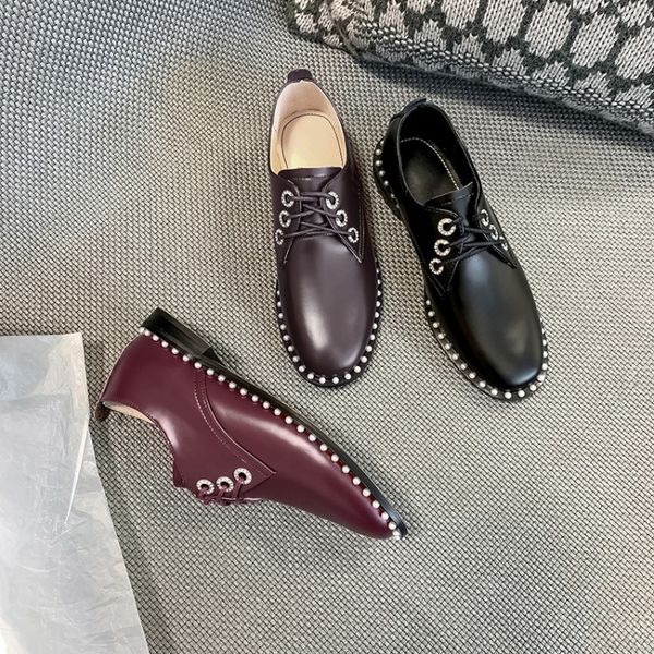 flat casual loafers women's shoes low heel pearl spring and autumn rivet cross lace-up women's shoes, Black
flat casual loafers women's shoes low heel pearl spring and autumn rivet cross lace-up women's shoes, Black
